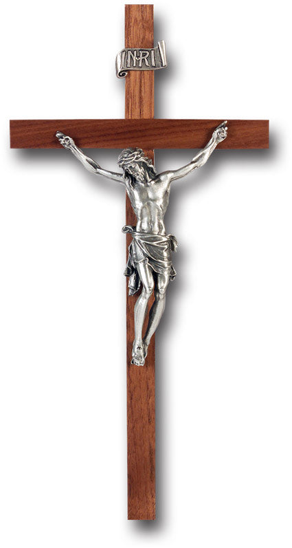 Large Catholic Walnut Wood Wall Crucifix 11 Inch Home Office