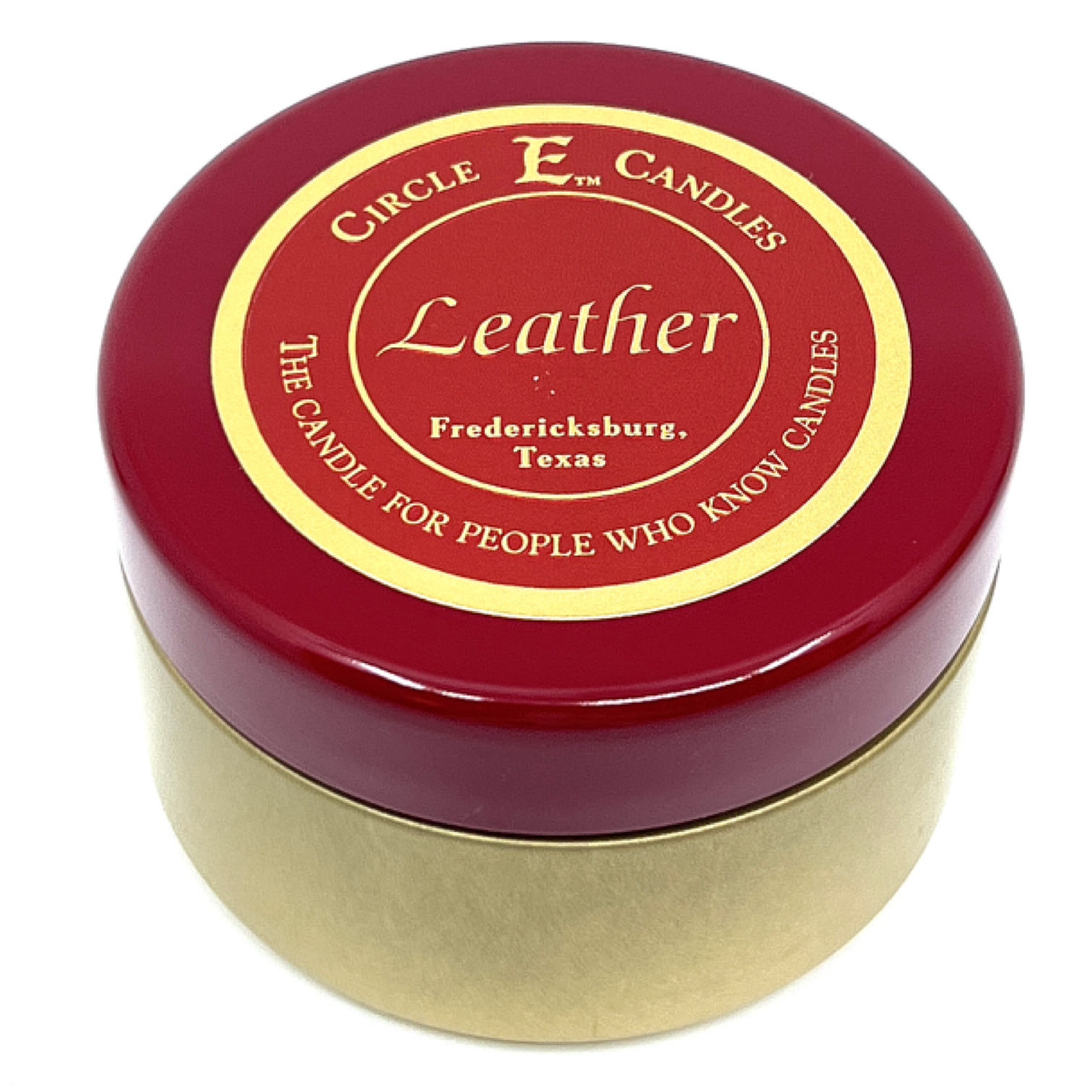 Circle E Candles, Leather Scent, Extra Small Size Travel Tin Candle, 4oz, 1 Wick