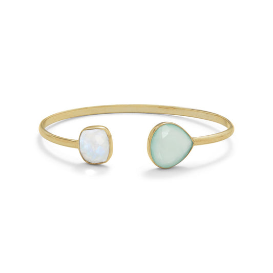 Extel Rainbow Moonstone and Green Chalcedony Cuff