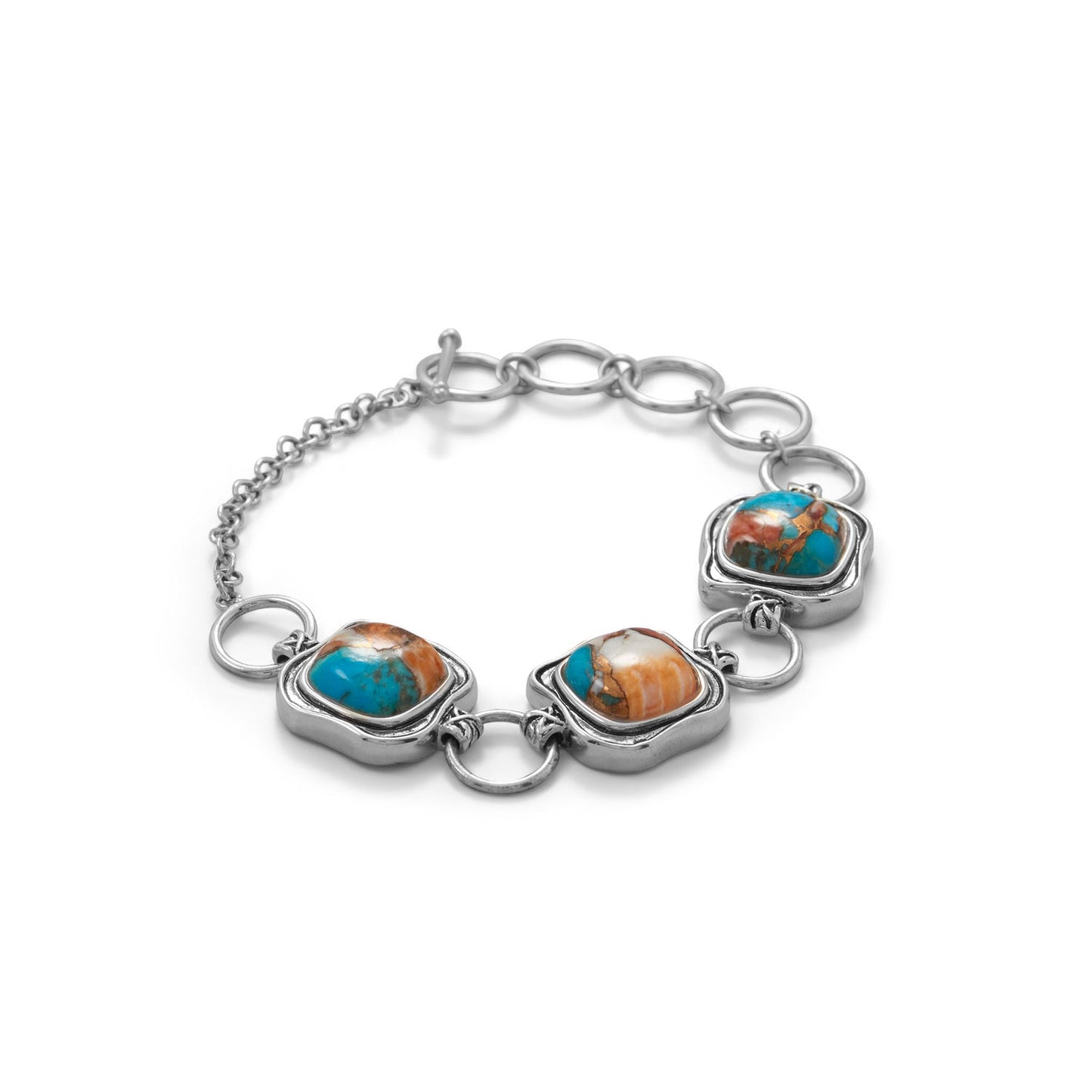 Extel Spiny Oyster and Turquoise Toggle Bracelet