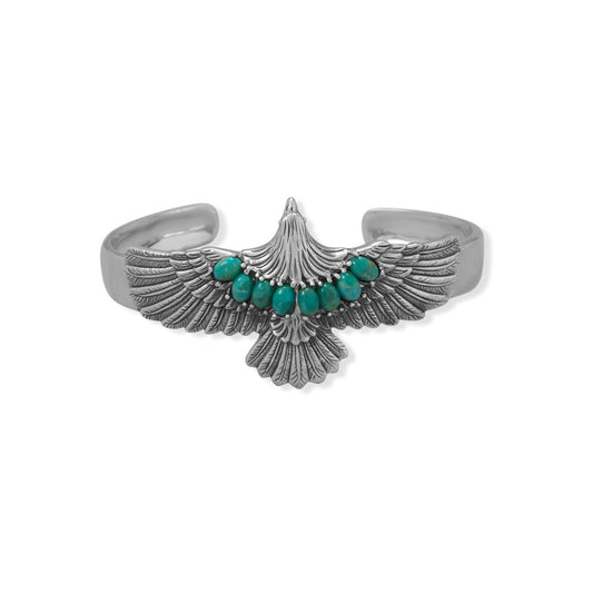 Extel Oxidized Turquoise Eagle Cuff Bracelet