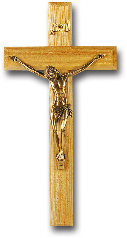 Large Catholic Oak Wood Wall Crucifix 12 Inch For Home Office
