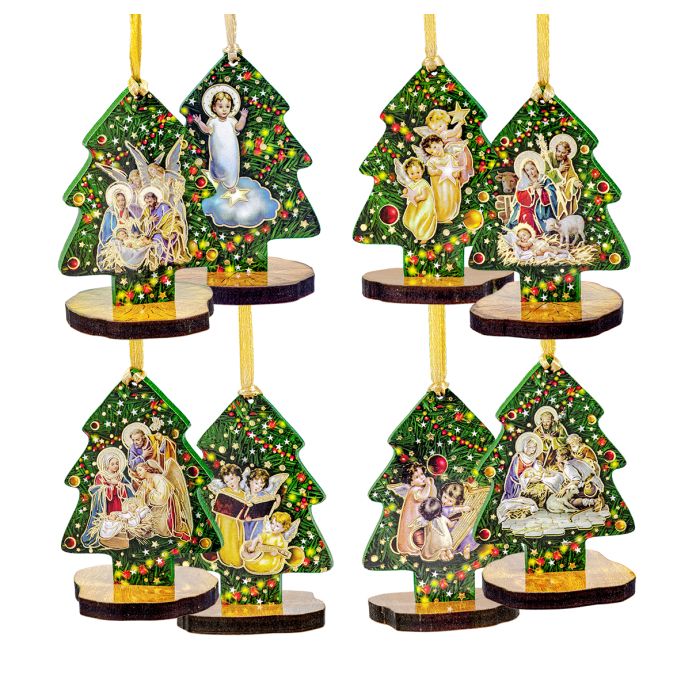 3" Christmas Tree Ornaments Nativity Holy Family, Set of 4