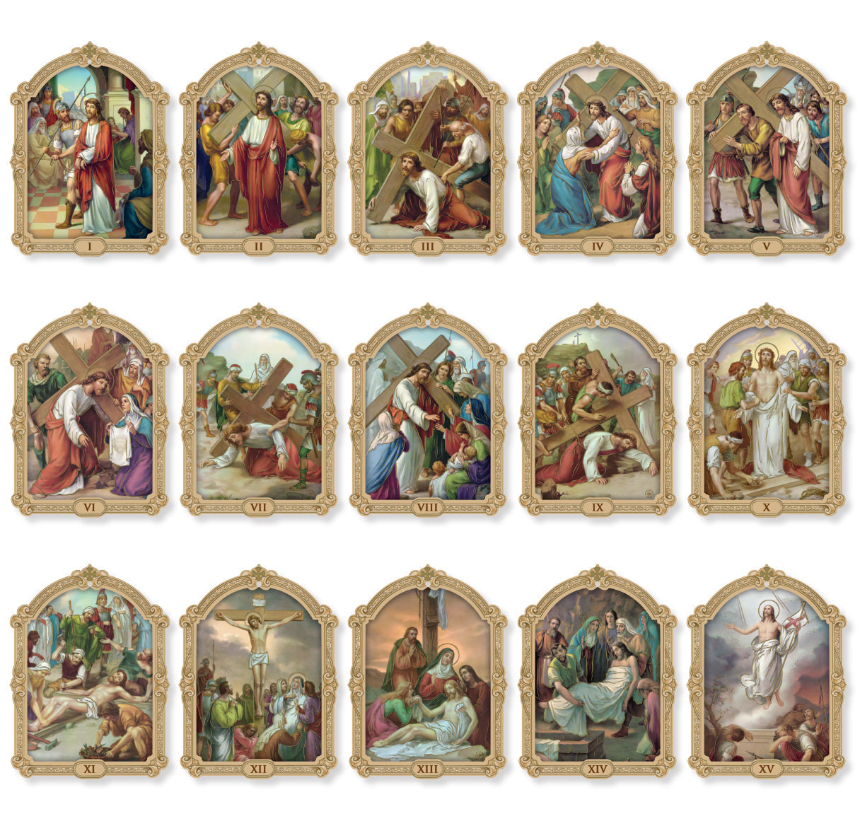 Stations of the Cross Plaques Wall Art Decor Small Set of 16