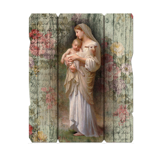 Divine Innocence Vintage Barn Board Plaque Wall Art Decor Medium