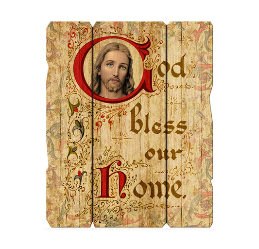 God Bless Our Home Vintage Barn Board Plaque Wall Art Decor Medium