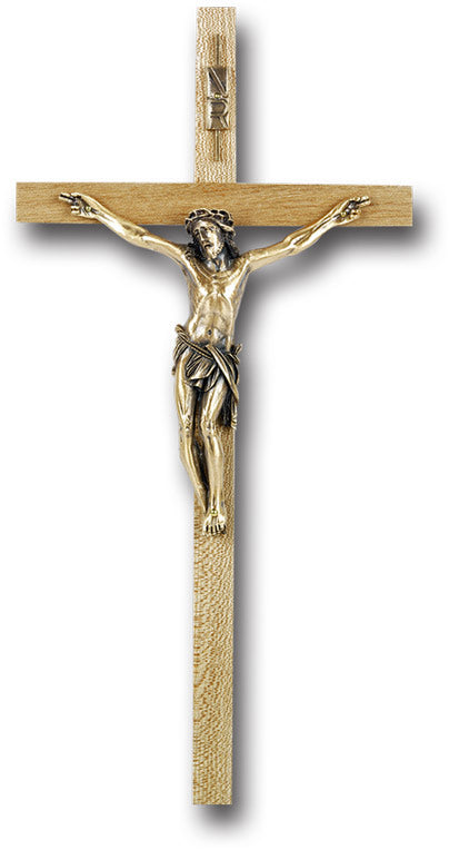 Large Catholic Oak Wood Wall Crucifix 12 Inch for Office