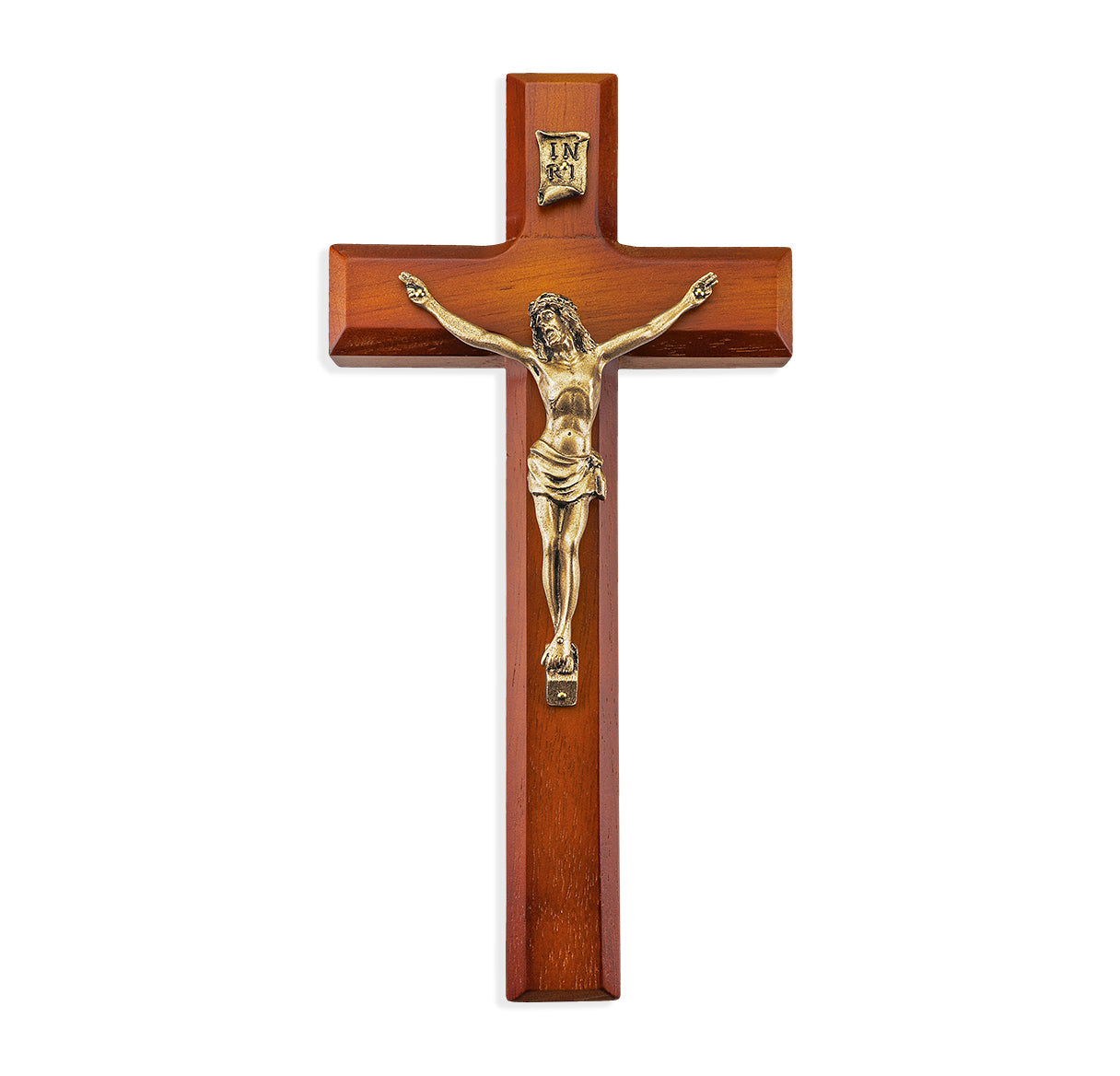 Large Catholic Tutone Wood Wall Crucifix 10 Inch Decor
