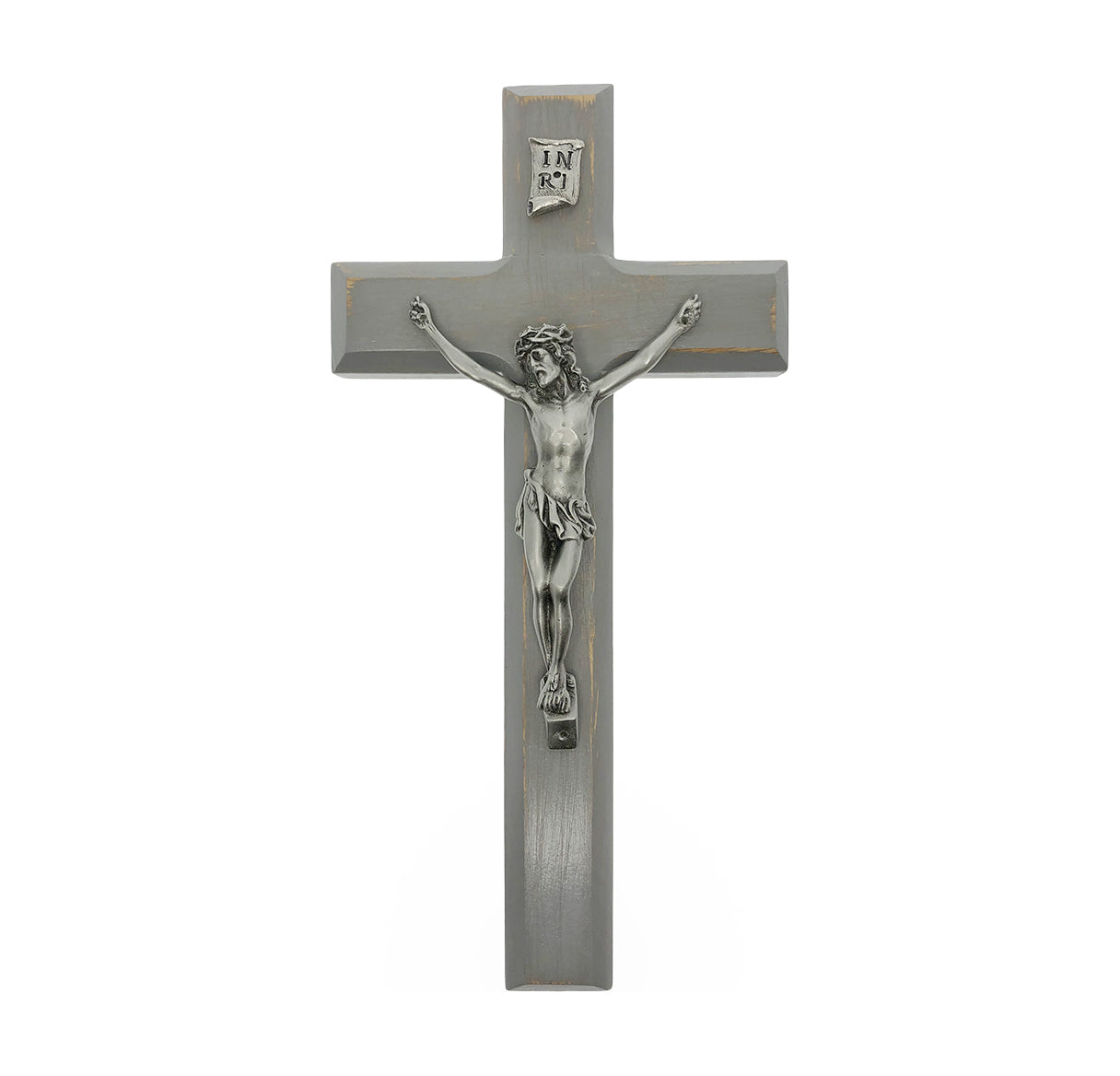 Large Catholic Camtry Gray Wood Wall Crucifix 10 Inch Decor
