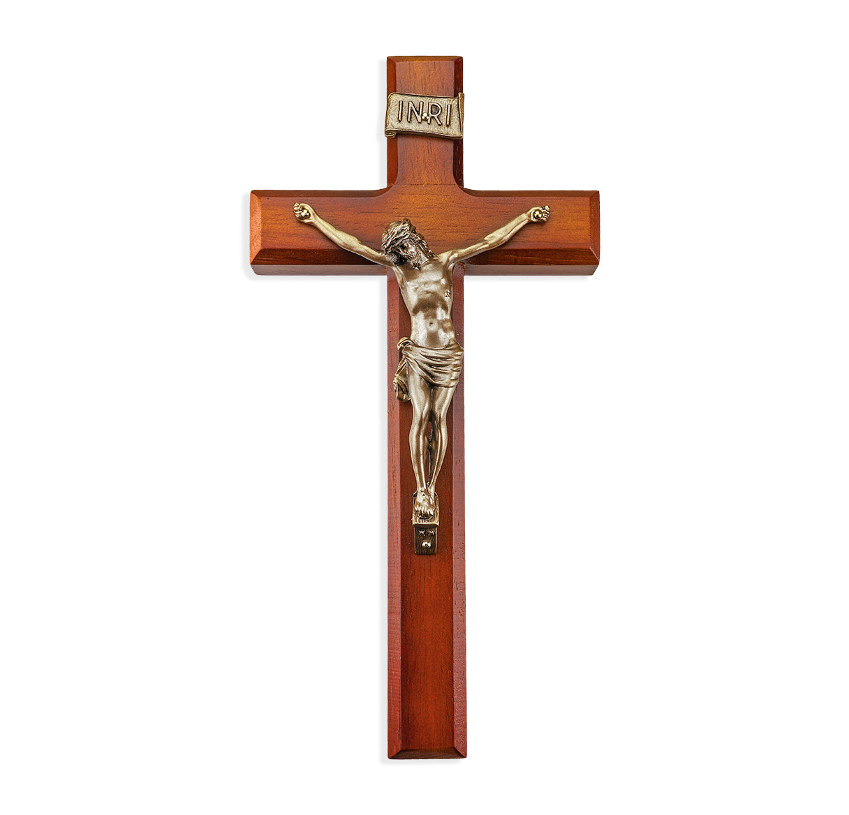 Large Catholic Tutone Wood Wall Crucifix, 11 Inch Decor