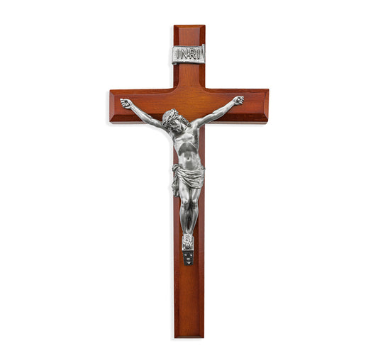 Large Catholic Tutone Wood Wall Crucifix, 12", for Home, Office, Over Door