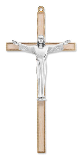 Medium Catholic Gold Plated Pearlized Risen Cross, 7", for Home, Office, Over Door