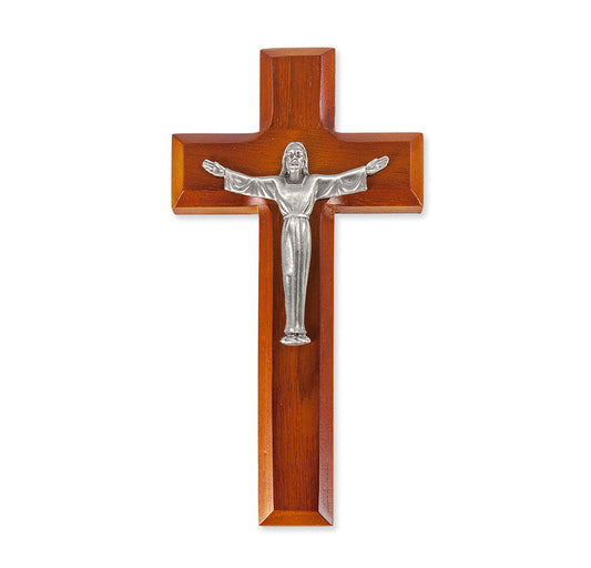Medium Catholic Tutone Wood Wall Crucifix, 8", for Home, Office, Over Door