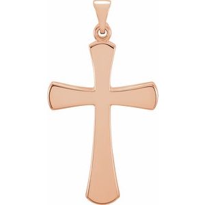 Extel Medium 14K Rose Gold Mens Womens Cross Pendant Charm
