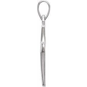 Extel Medium 14K White Gold Mens Womens Cross Pendant Charm