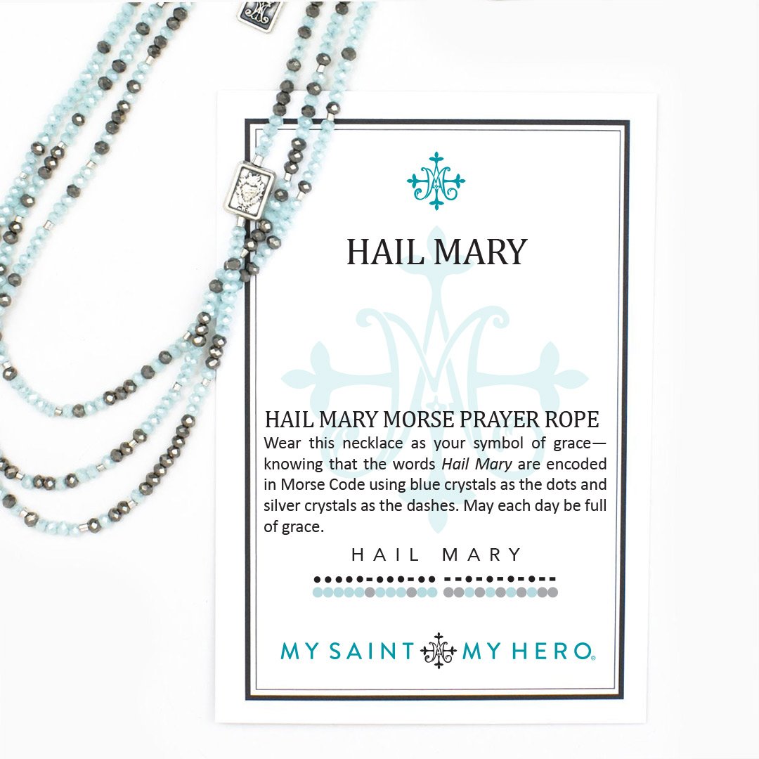 Hail Mary Morse Code Prayer Rope Necklace and Bracelet