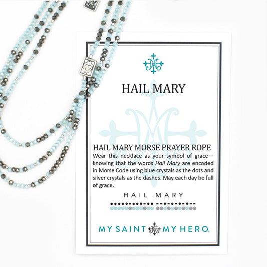 Hail Mary Morse Code Prayer Rope Necklace and Bracelet