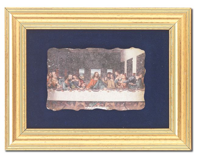 Last Supper Picture Framed Wall Art Decor Small Antique Gold