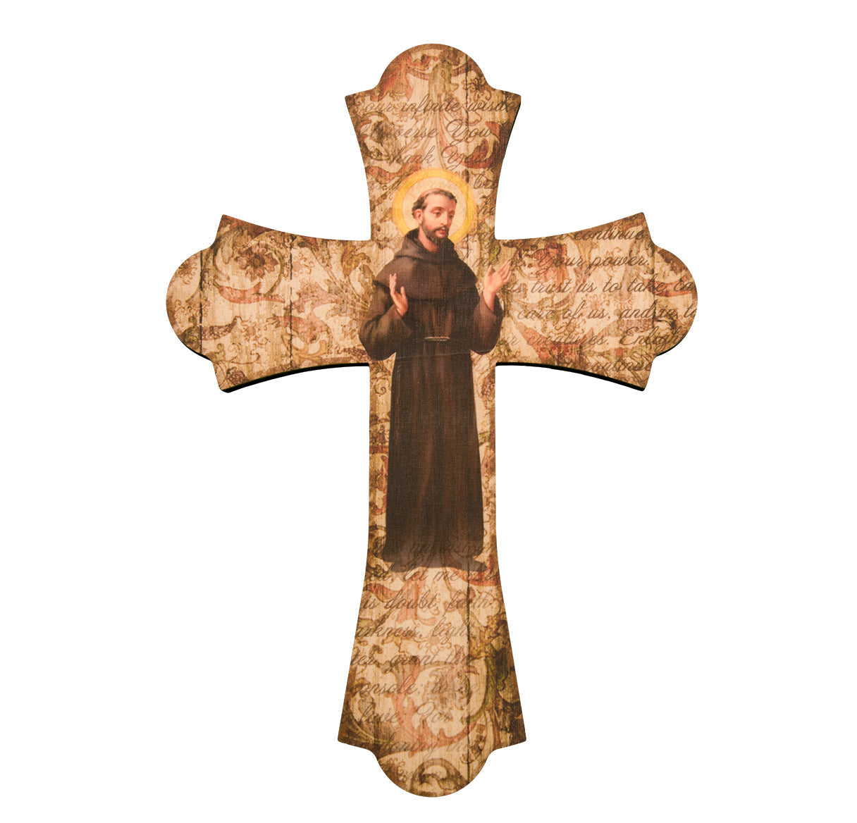 Large Catholic St. Francis Wood Cross 10 Inch Home Office