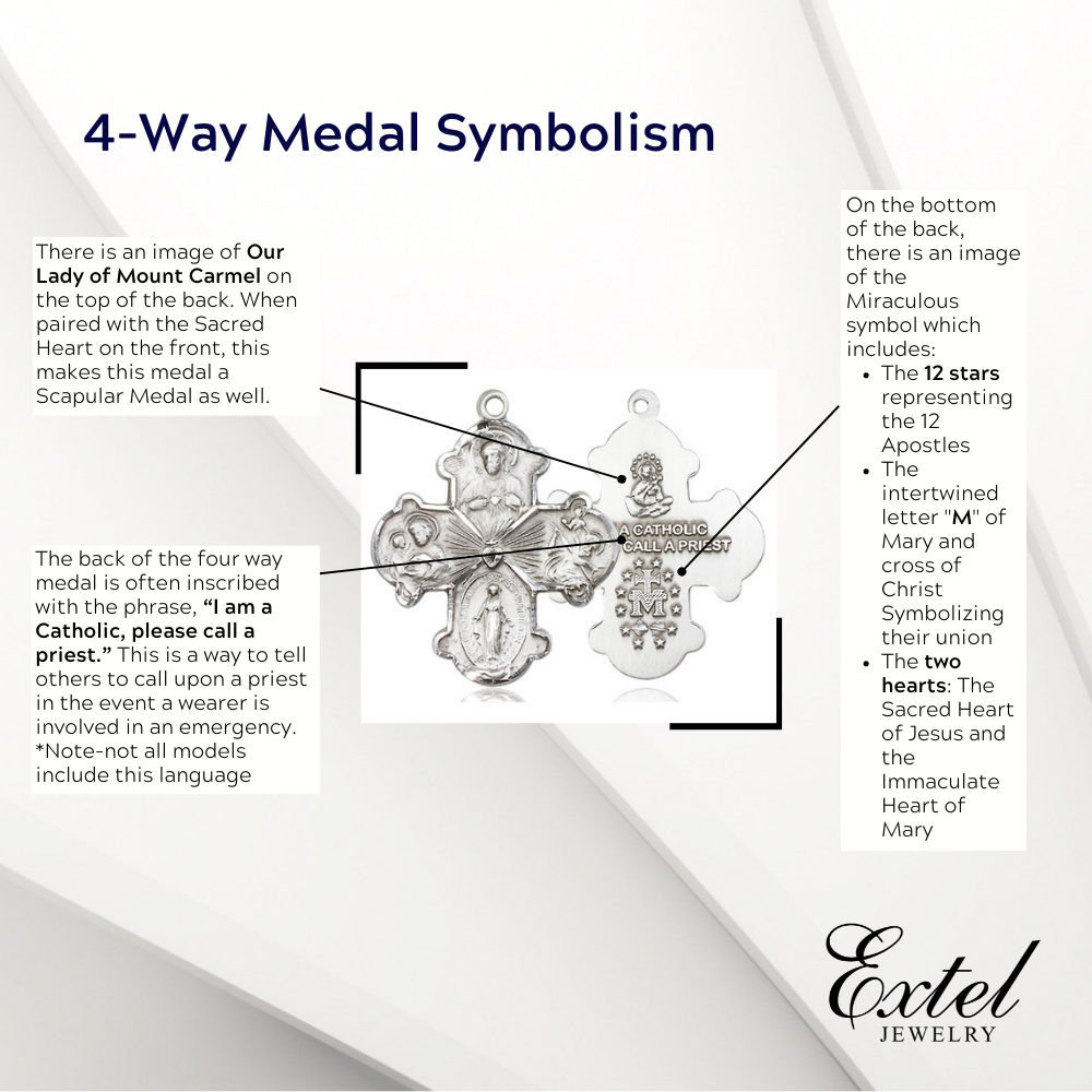 4-Way Pewter Medal Cross Cruciform Pendant with Chain Gift