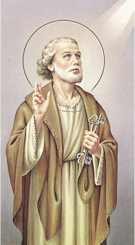 Saint Peter the Apostle Paper Catholic Prayer Holy Card with Blank Back, Pack of 100