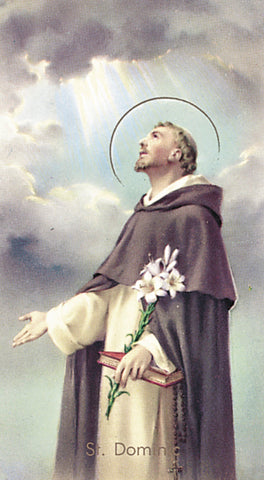 Saint Dominic Paper Catholic Prayer Holy Card with Blank Back, Pack of 100