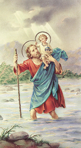 Saint Christopher Paper Catholic Prayer Holy Card with Blank Back, Pack of 100
