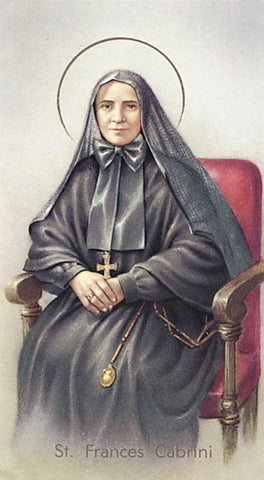 Saint Francis Cabrini Paper Catholic Prayer Holy Card Pack of 100