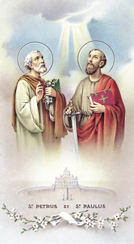 Saints Peter and Paul Paper Catholic Prayer Holy Card Pack of 100