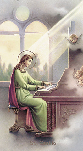 Saint Cecilia Paper Catholic Prayer Holy Card with Blank Back, Pack of 100