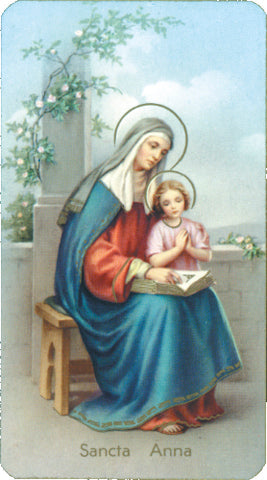 Saint Anne Paper Catholic Prayer Holy Card with Blank Back, Pack of 100
