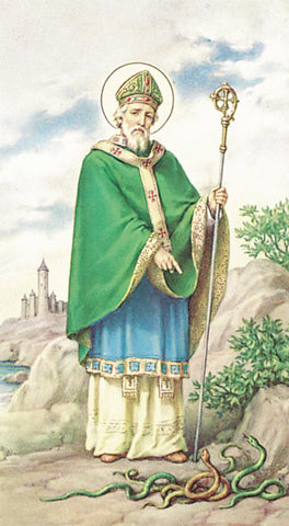 Saint Patrick Paper Catholic Prayer Holy Card with Blank Back, Pack of 100