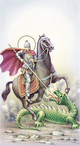 Saint George Paper Catholic Prayer Holy Card with Blank Back, Pack of 100