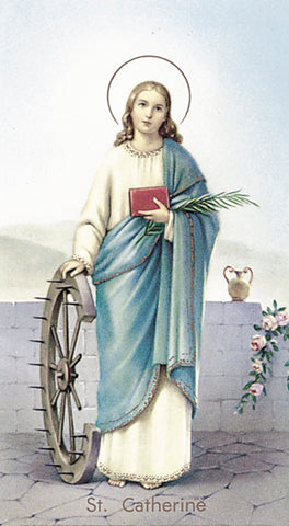 Saint Catherine Paper Catholic Prayer Holy Card Pack of 100