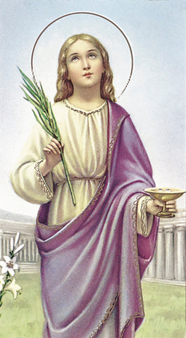 Saint Lucy Paper Catholic Prayer Holy Card with Blank Back, Pack of 100
