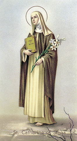 Saint Catherine of Sienna Paper Catholic Prayer Holy Card Pack of 100