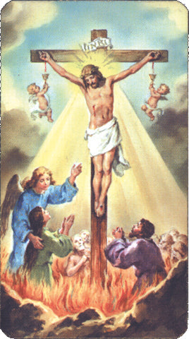 Crucifixion Paper Catholic Prayer Holy Card with Blank Back Pack of 100