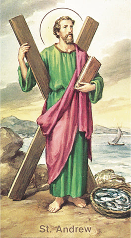 Saint Andrew Paper Catholic Prayer Holy Card with Blank Back Pack of 100
