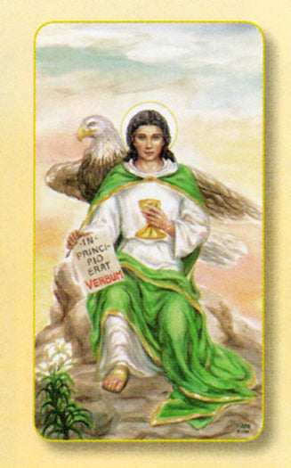 Saint John the Evangelist Paper Catholic Prayer Holy Card with Blank Back, Pack of 100