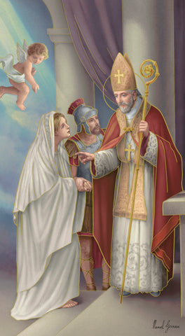Saint Valentine Paper Catholic Prayer Holy Card with Blank Back, Pack of 100
