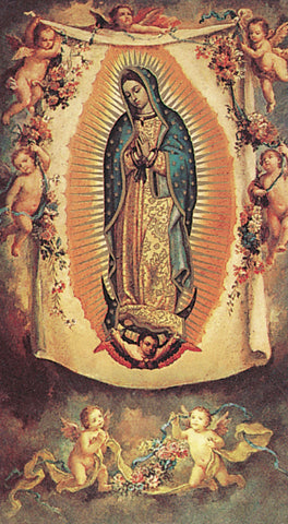 Our Lady of Guadalupe with Angels Paper Catholic Prayer Holy Card with Blank Back, Pack of 100