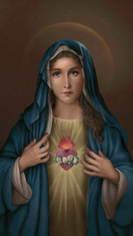 Immaculate Heart of Mary Paper Catholic Prayer Holy Card with Blank Back, Pack of 100