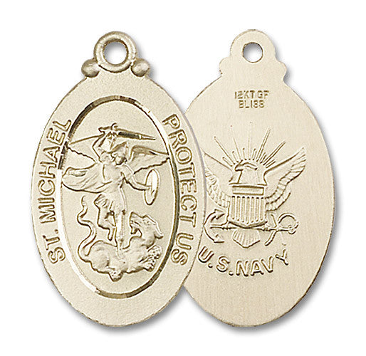Extel Oval Large 14kt Gold Filled St Michael Navy Medal