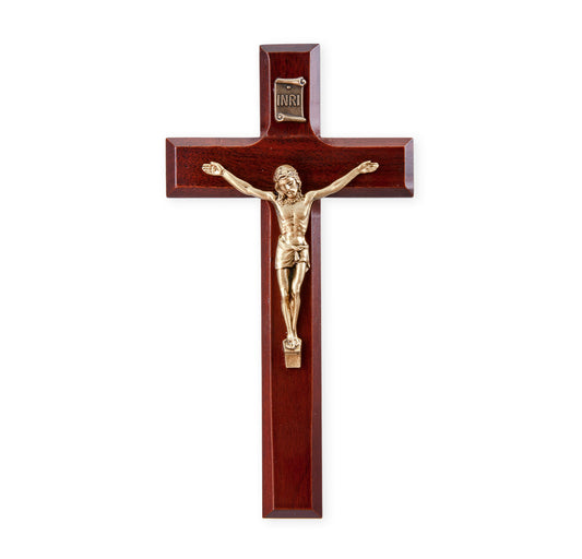 Medium Catholic Dark Cherry Wood Wall Crucifix 7 Inch Decor