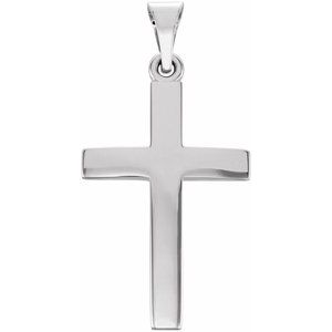 Extel Medium 10K White Gold Mens Womens Religious Cross Pendant Charm