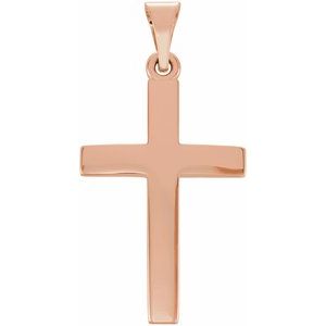 Extel Medium 14K Rose Gold Mens Womens Religious Cross Pendant Charm Made in USA