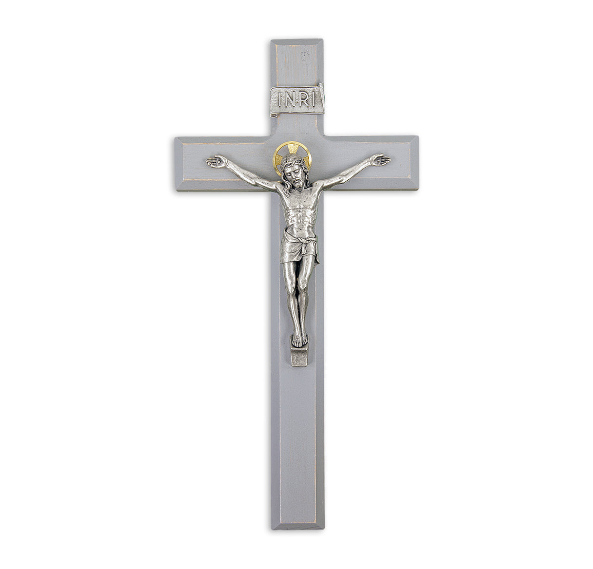 Large Catholic Camtry Gray Wood Wall Crucifix 11 Inch Decor