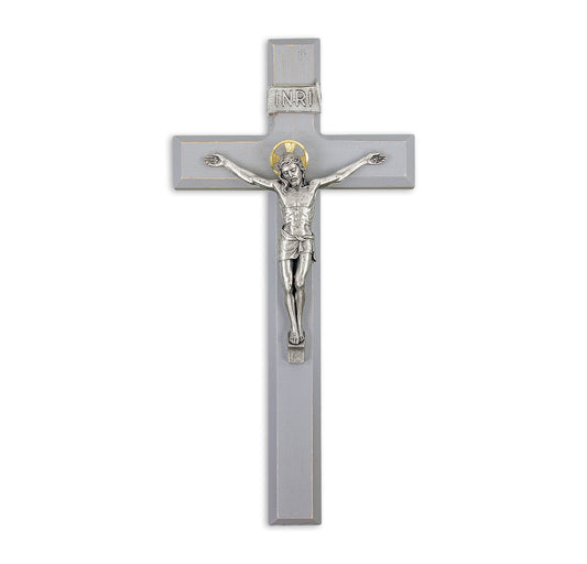 Large Catholic Camtry Gray Wood Wall Crucifix 11 Inch Decor