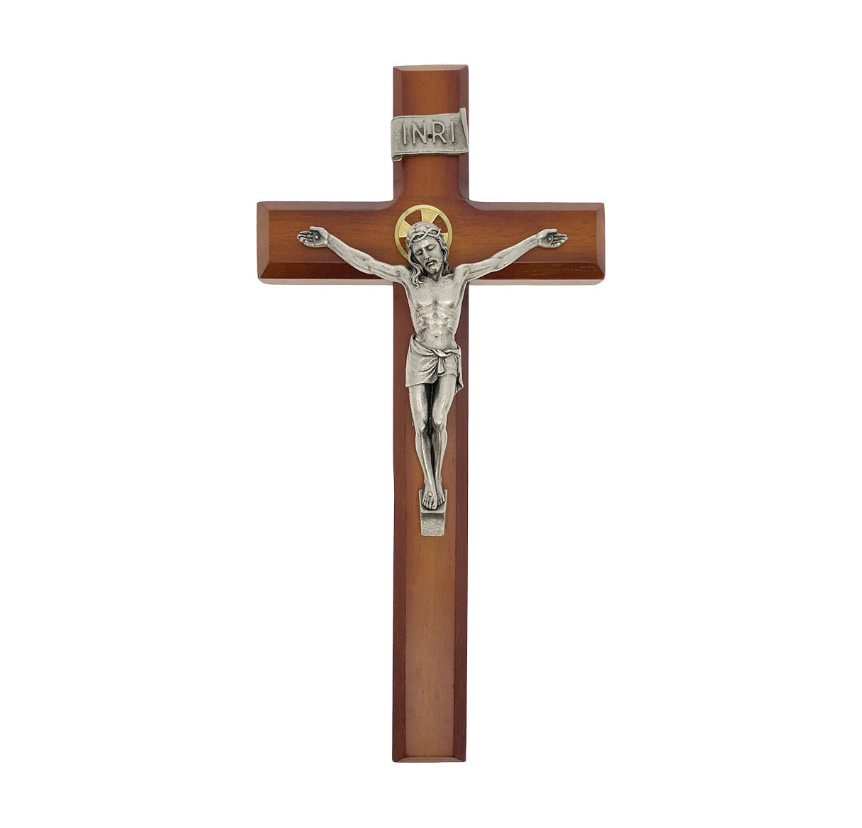 Large Catholic Tutone Wood Wall Crucifix, 11", for Home, Office, Over Door