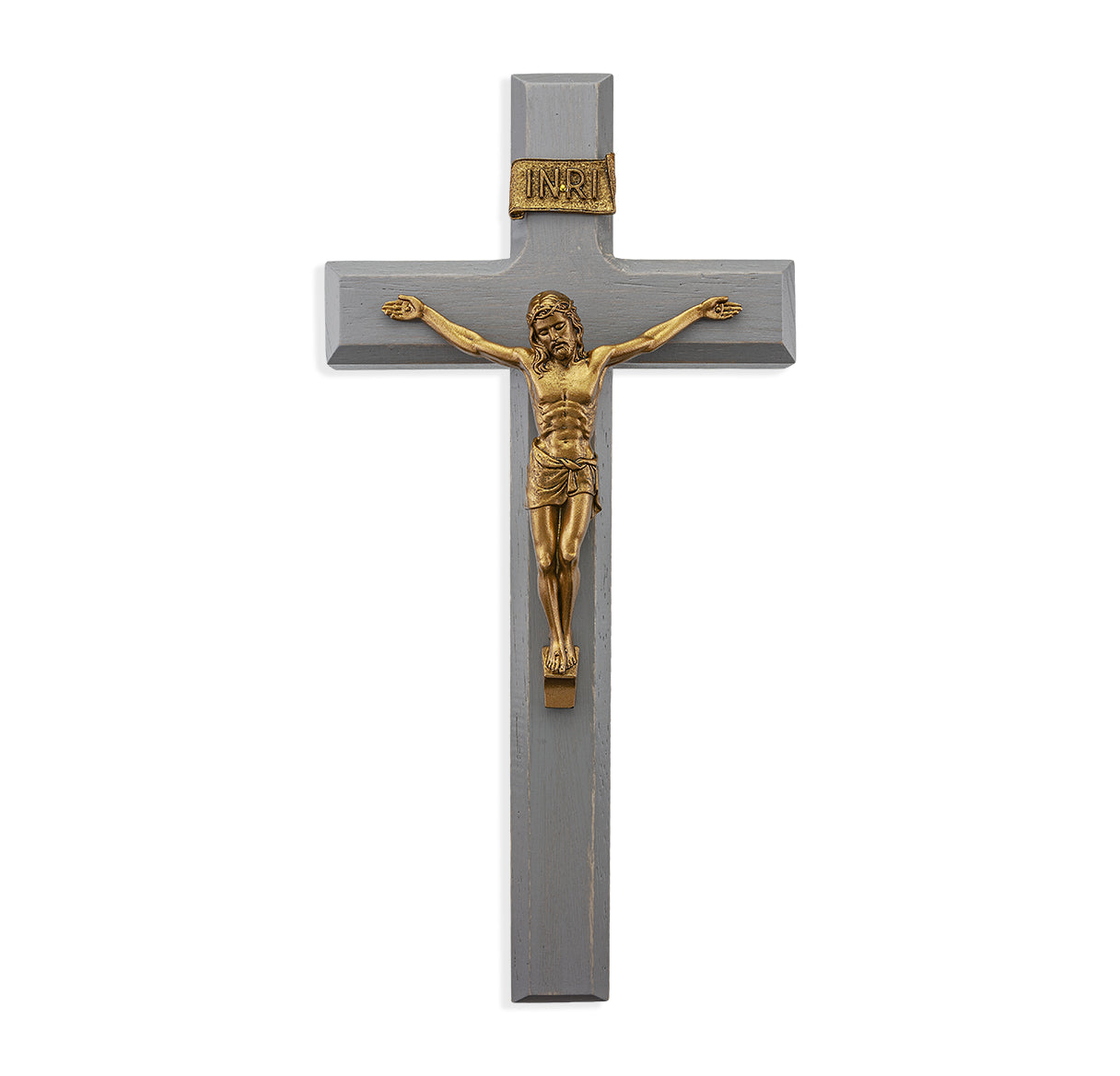 Large Catholic Camtry Gray Wood Wall Crucifix 11 Inch Decor